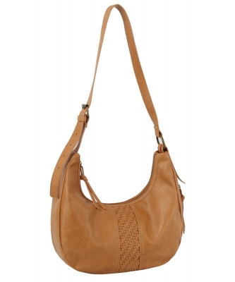Fashion Woven Stirpe Shoulder Bag Hobo K-0005-M TAN